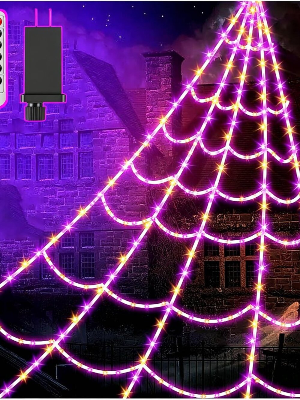 Halloween Decorations Outdoor Spider Web,Upgraded 450 LED Spider Web Lights